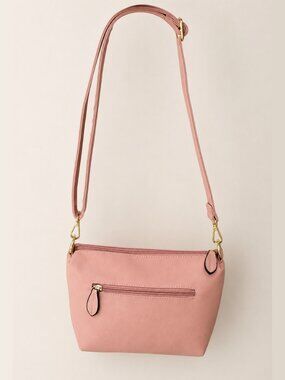 Blush Pink Vegan Leather Shoulder Bag | Adjustable Strap Minimalist Purse